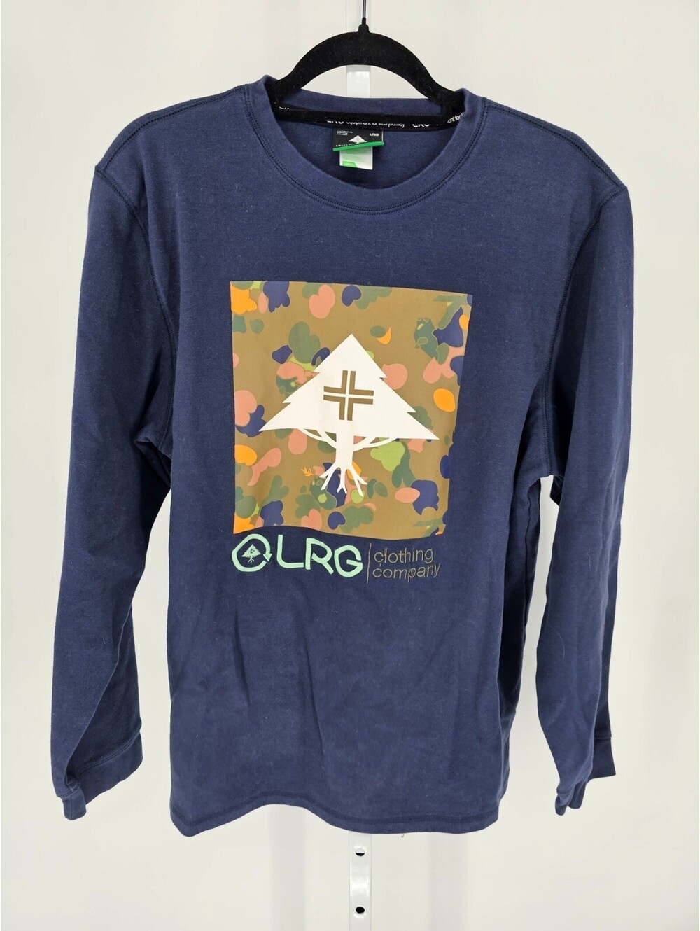 LRG (Lifted Research Group) men's sz L long-sleeve t-shirt blue 'Hustle Trees'